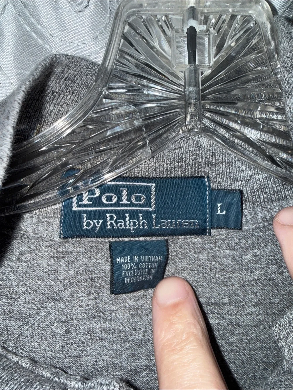 Ralph Lauren Heather Gray Long-Sleeve Polo with Green Pony Men’s Size Large 🔥G13